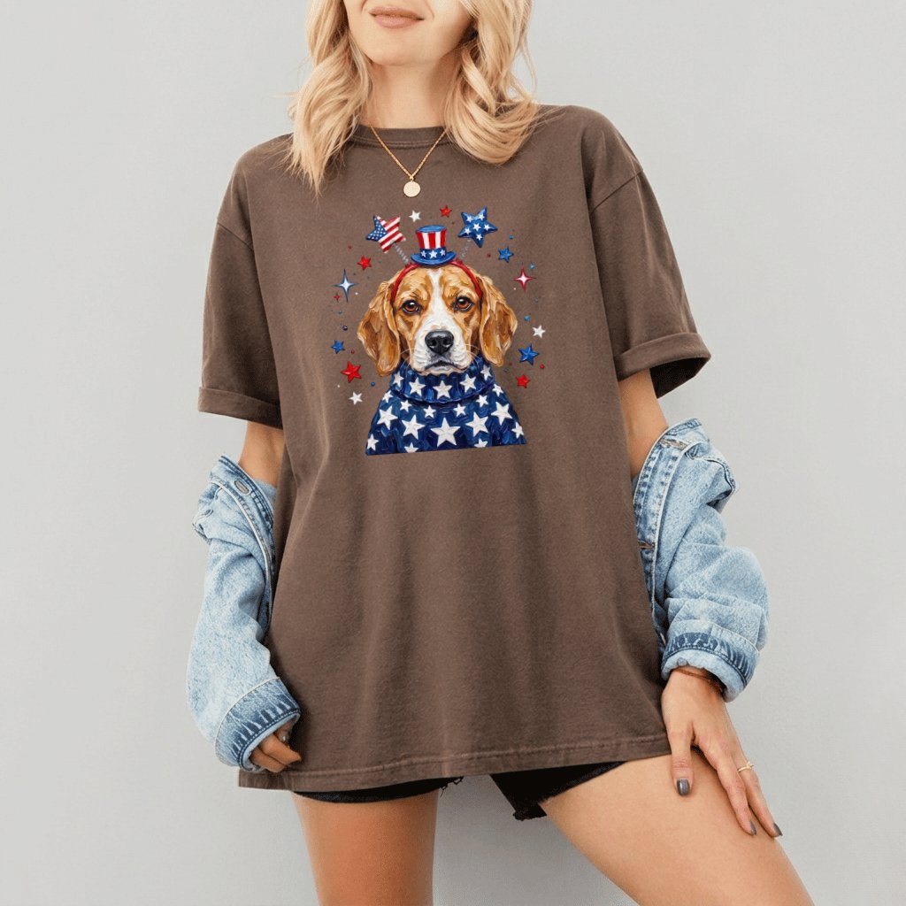 Comfort Colors Patriotic Beagle Shirt – 4th of July Gift for Dog Lover - detail view