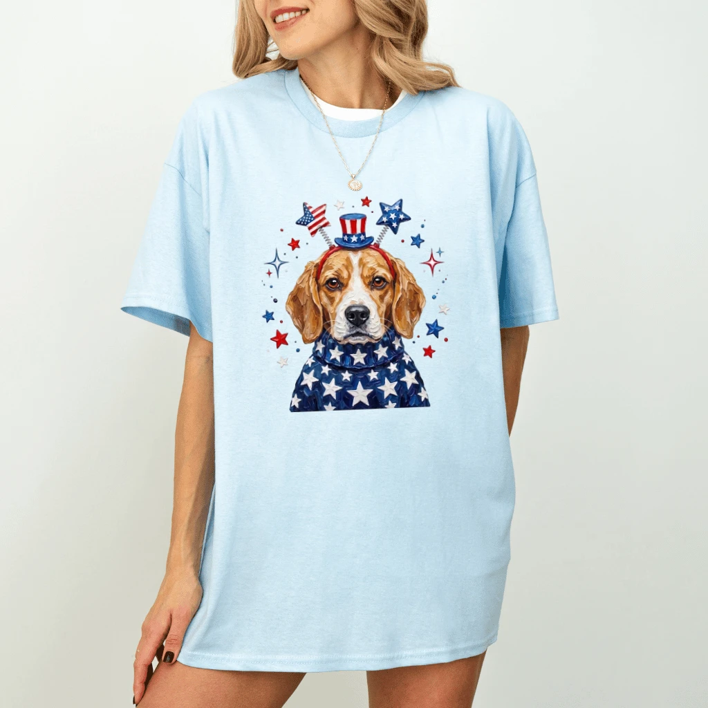 Patriotic Beagle T-Shirt – 4th of July Gift for Dog Lover - detail view