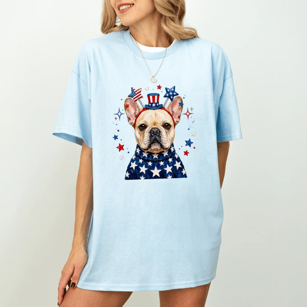 Patriotic French Bulldog T-Shirt – 4th of July Gift for Dog Lover - back view