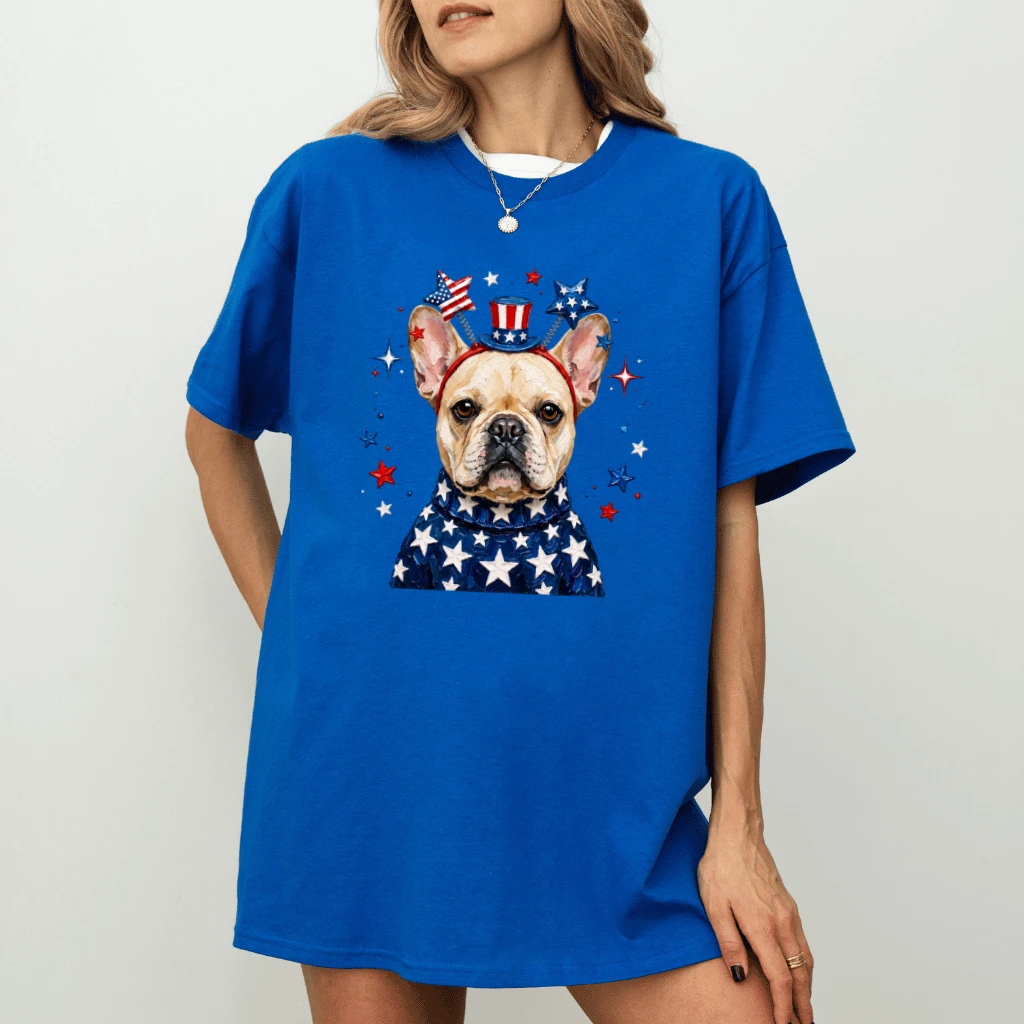 Patriotic French Bulldog T-Shirt – 4th of July Gift for Dog Lover - detail view