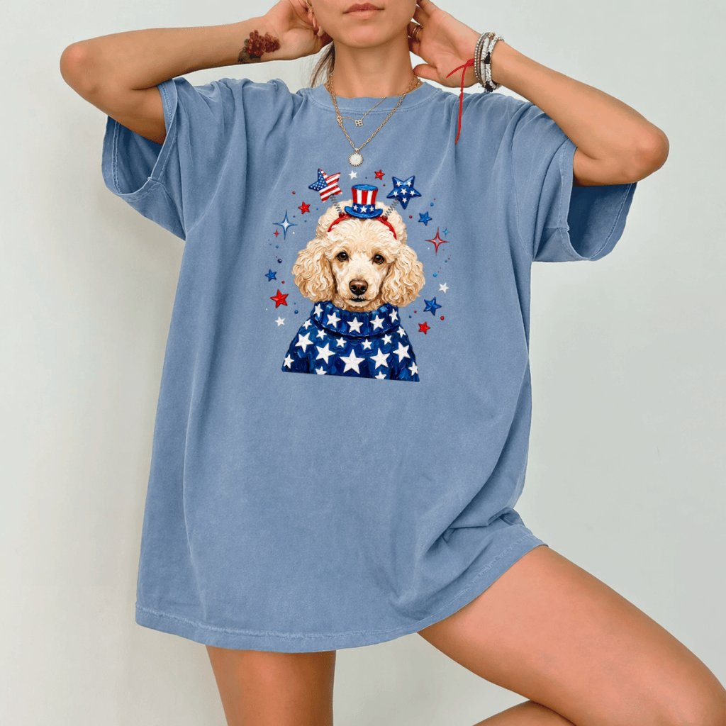 Comfort Colors Patriotic Poodle Shirt – 4th of July Gift for Dog Lover - back view