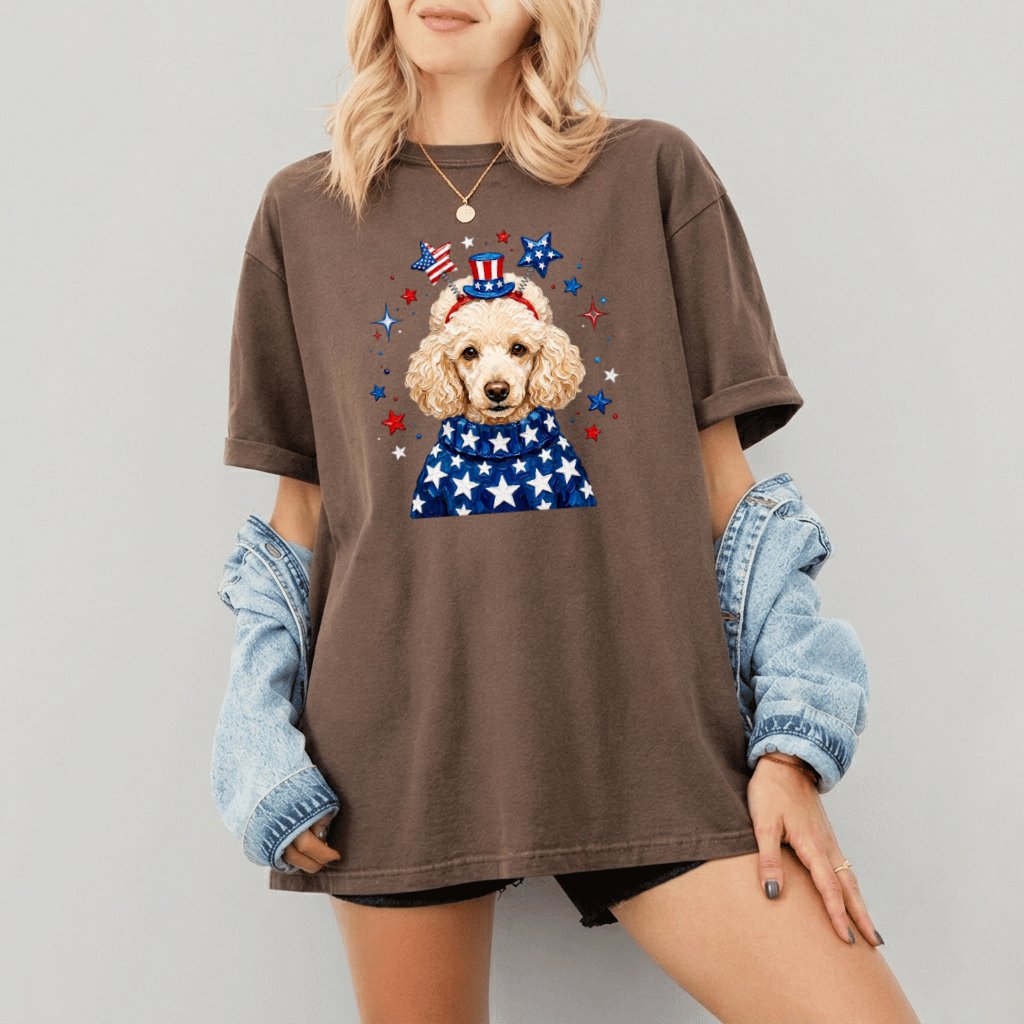 Comfort Colors Patriotic Poodle Shirt – 4th of July Gift for Dog Lover - detail view