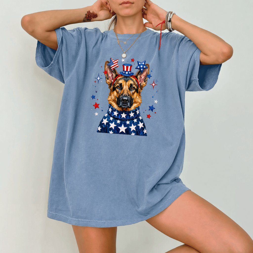 Comfort Colors Patriotic German Shepherd Shirt – 4th of July Gift - back view