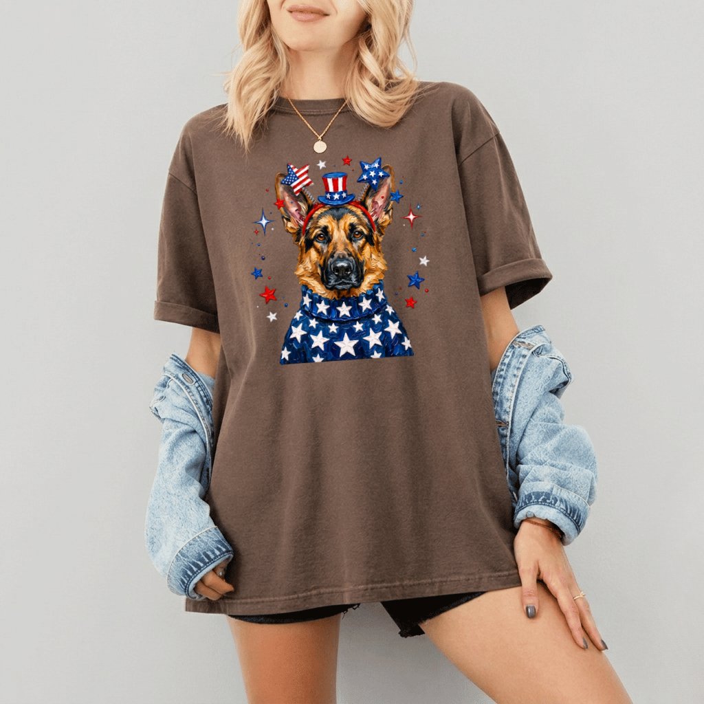Comfort Colors Patriotic German Shepherd Shirt – 4th of July Gift - detail view