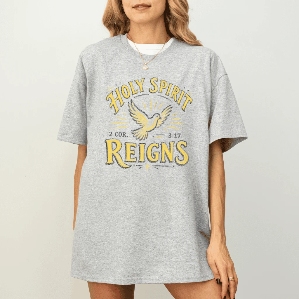 Comfort Colors Holy Spirit Reigns Shirt – Gift for Christians - detail view