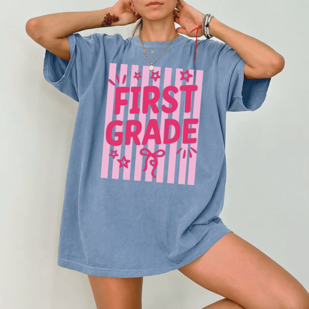 Comfort Colors First Grade Coquette Shirt – Back to School Teacher Gift - back view
