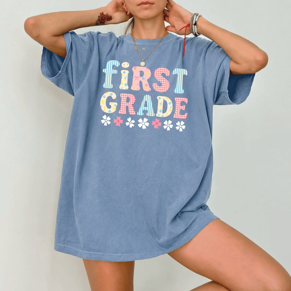 Comfort Colors First Grade Teacher Shirt – Back to School Teacher Gift - back view
