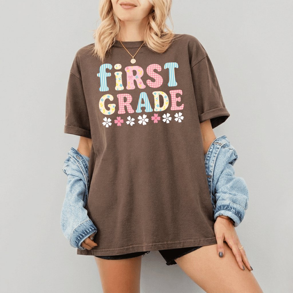 Comfort Colors First Grade Teacher Shirt – Back to School Teacher Gift - detail view