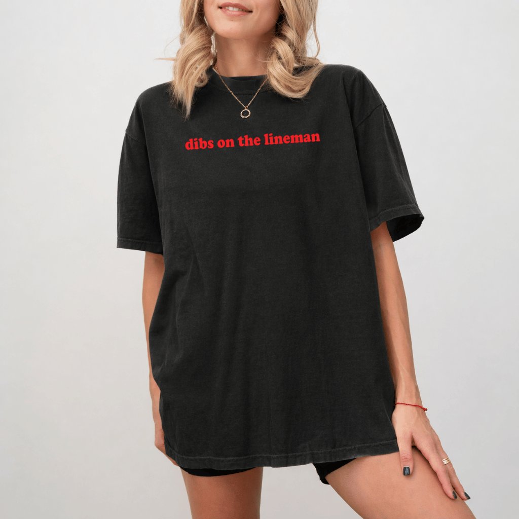Dibs on the Lineman Comfort Colors Shirt – Funny Gift for Lineman Wife - detail view
