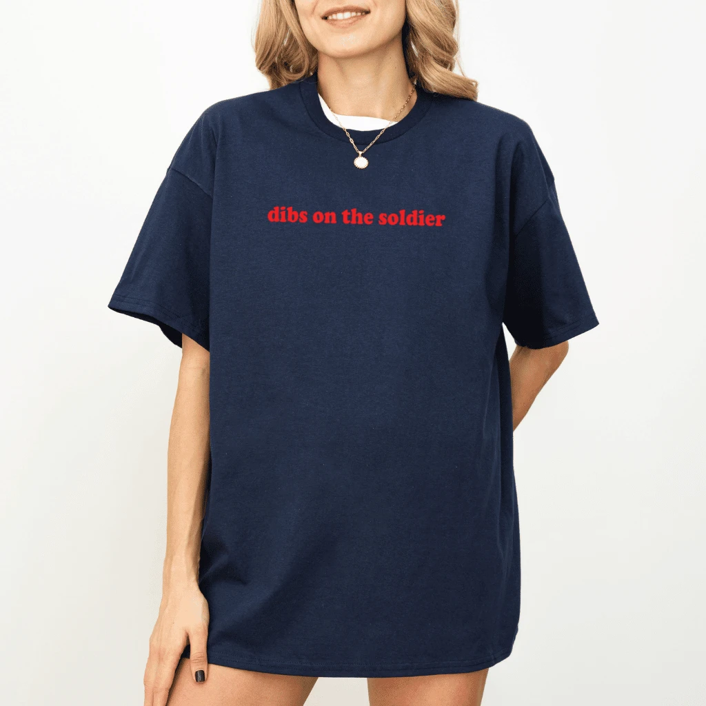 Dibs on the Soldier T-Shirt – Funny Gift for Military Wife - back view