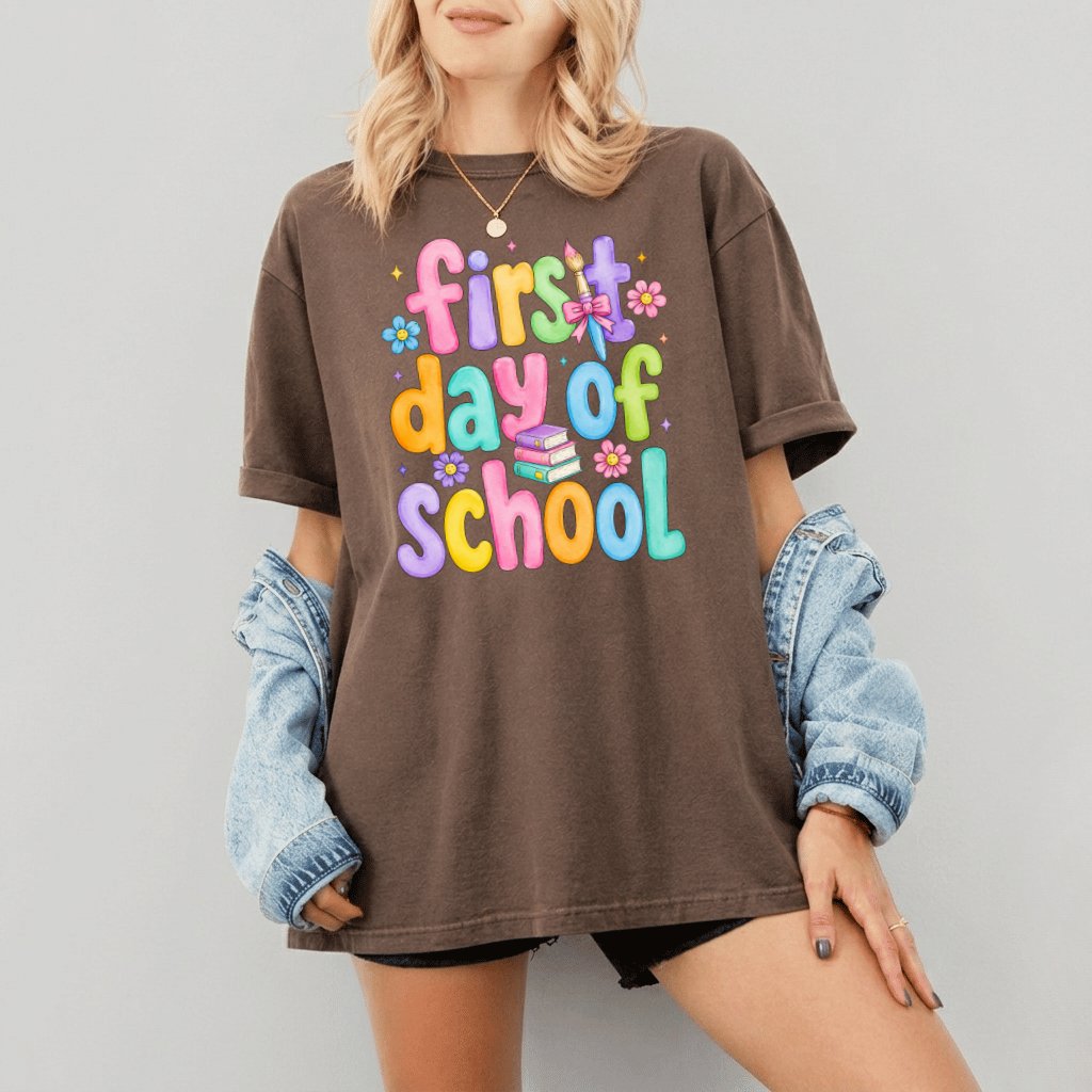 Comfort Colors First Day of School Shirt –Back To School Gift for Teacher - detail view