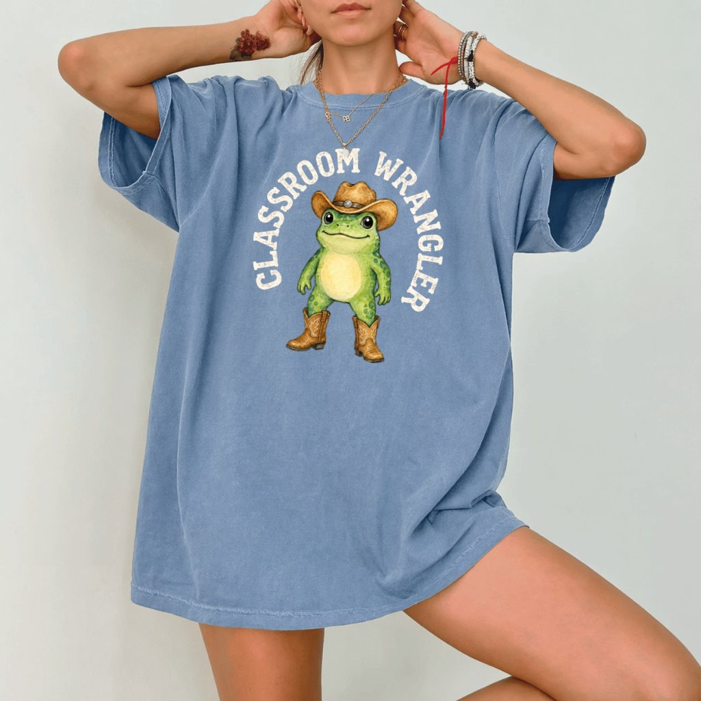 Comfort Colors Classroom Wrangler Frog Shirt – Back to School Teacher Gift - back view