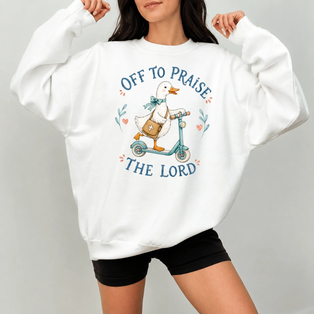 Off to Praise the Lord Sweatshirt – Gift for Christians - detail view
