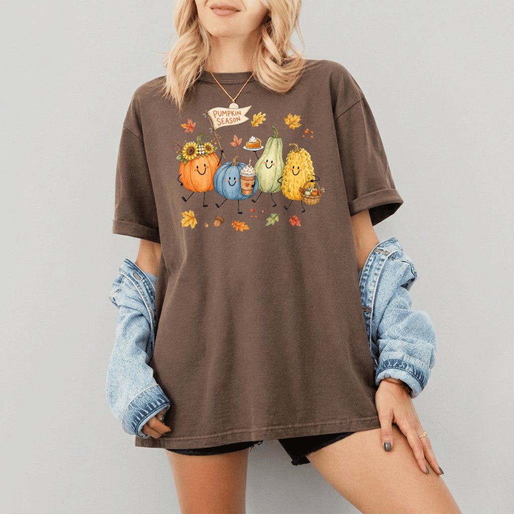 Comfort Colors Pumpkin Season Shirt – Funny Fall Halloween Gift for Her - back view