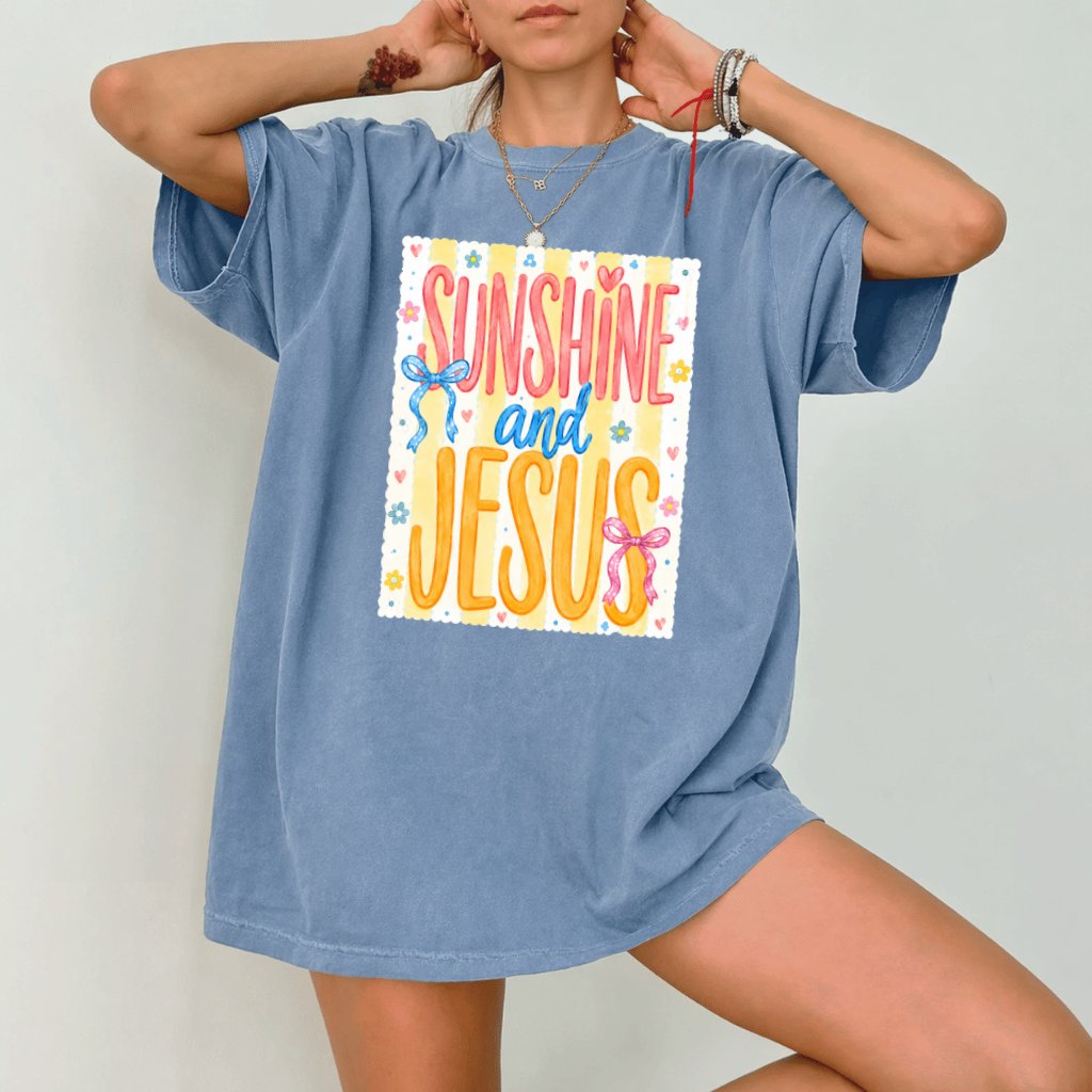 Comfort Colors Sunshine and Jesus Shirt – Funny Gift for Christians - back view