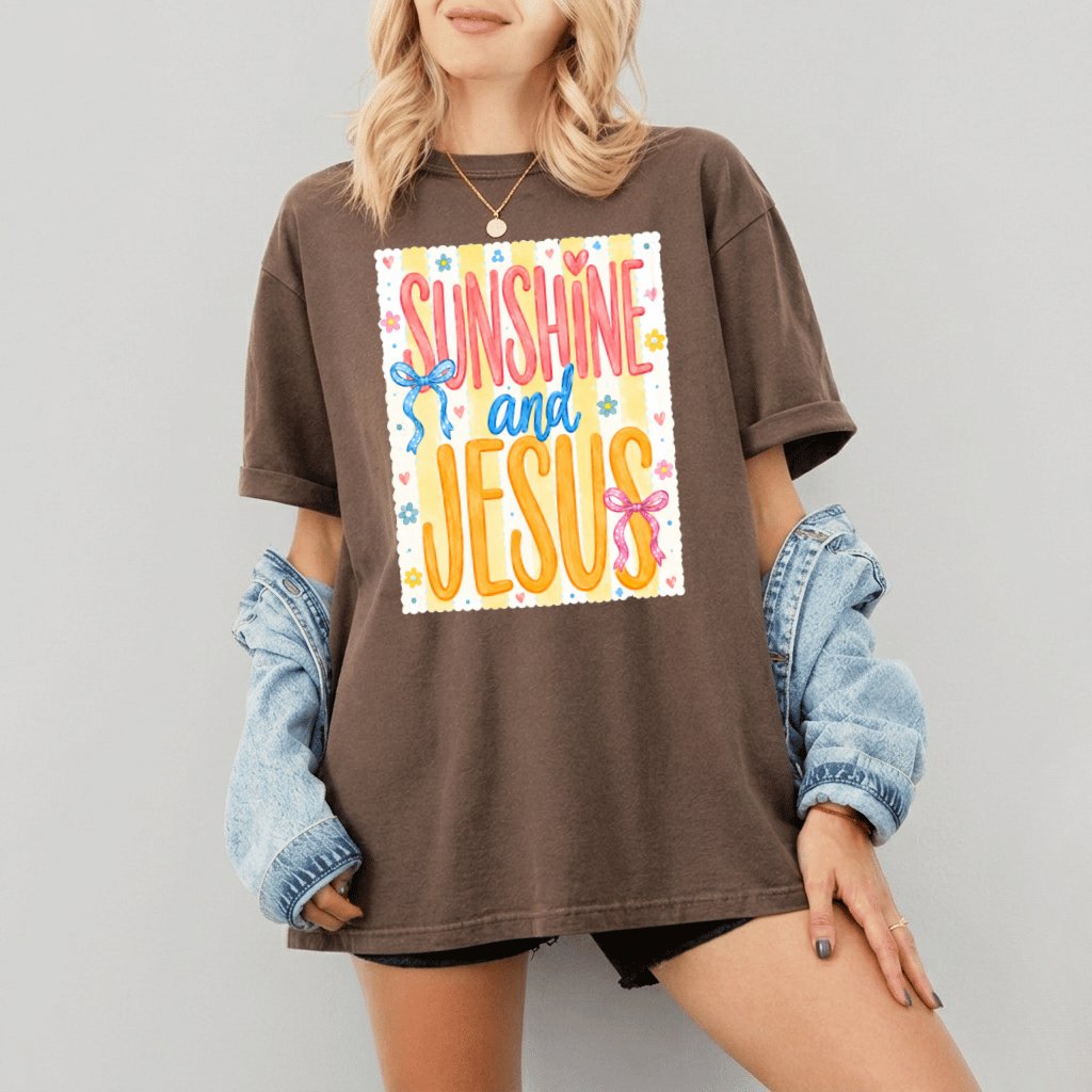Comfort Colors Sunshine and Jesus Shirt – Funny Gift for Christians - detail view