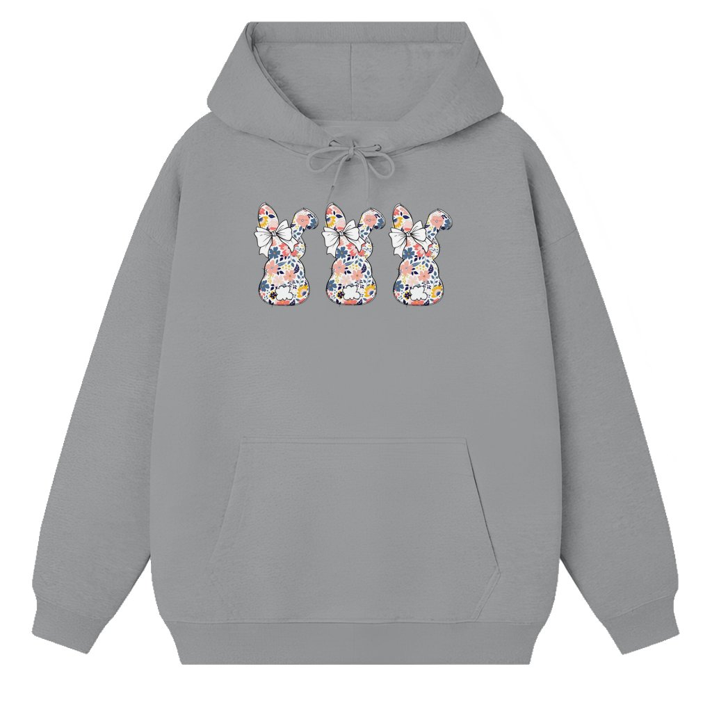 Easter Bunny Hoodie – Easter Matching Family Bunny Lover Gift for Women Floral - front view