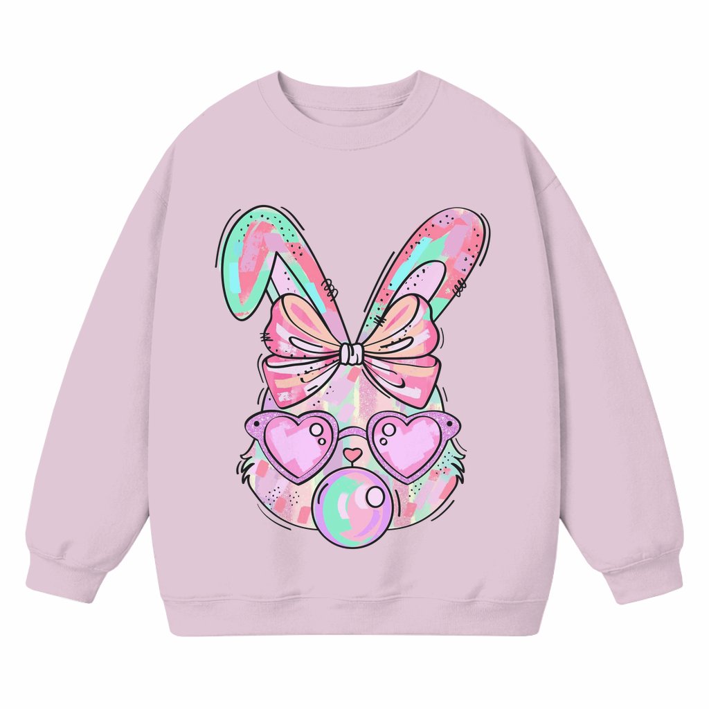 Cute Bunny Pink Bow Sweatshirt – Easter Day Gift for Bunny Lovers Funny - front view