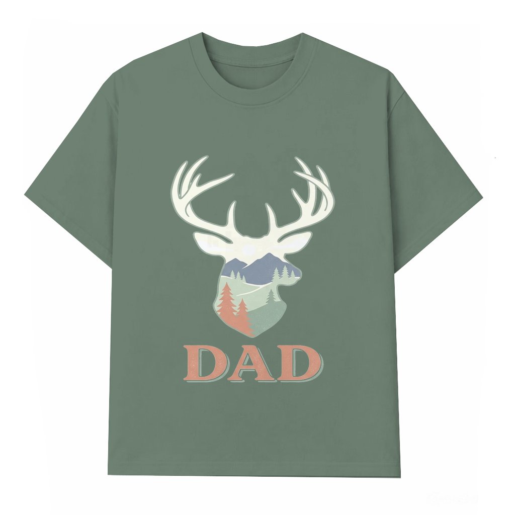 Landscape Deer Mountain Buck T-shirt – Father's Day Gift for Dad Outdoor Hunting Graphic - front view