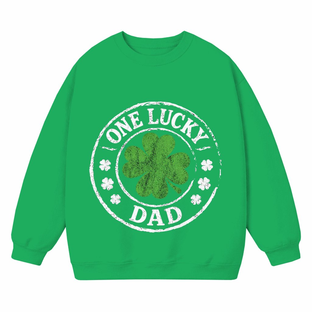 One Lucky Dad Irish Shamrock Sweatshirt – St.Patrick's Day Gift for Dad Retro - front view