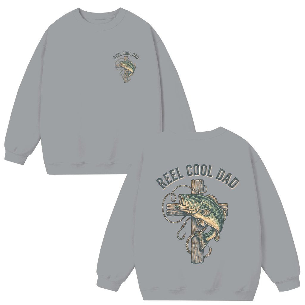 Reel Cool Dad Fishing Sweatshirt – Father's Day Gift for Dad Vintage Christian - front view