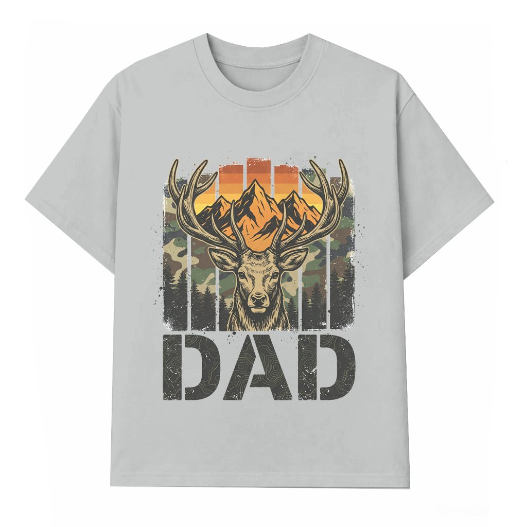 Retro Camo Deer Hunting T-shirt – Father's Day Gift for Dad Rustic Buck Outdoors - front view