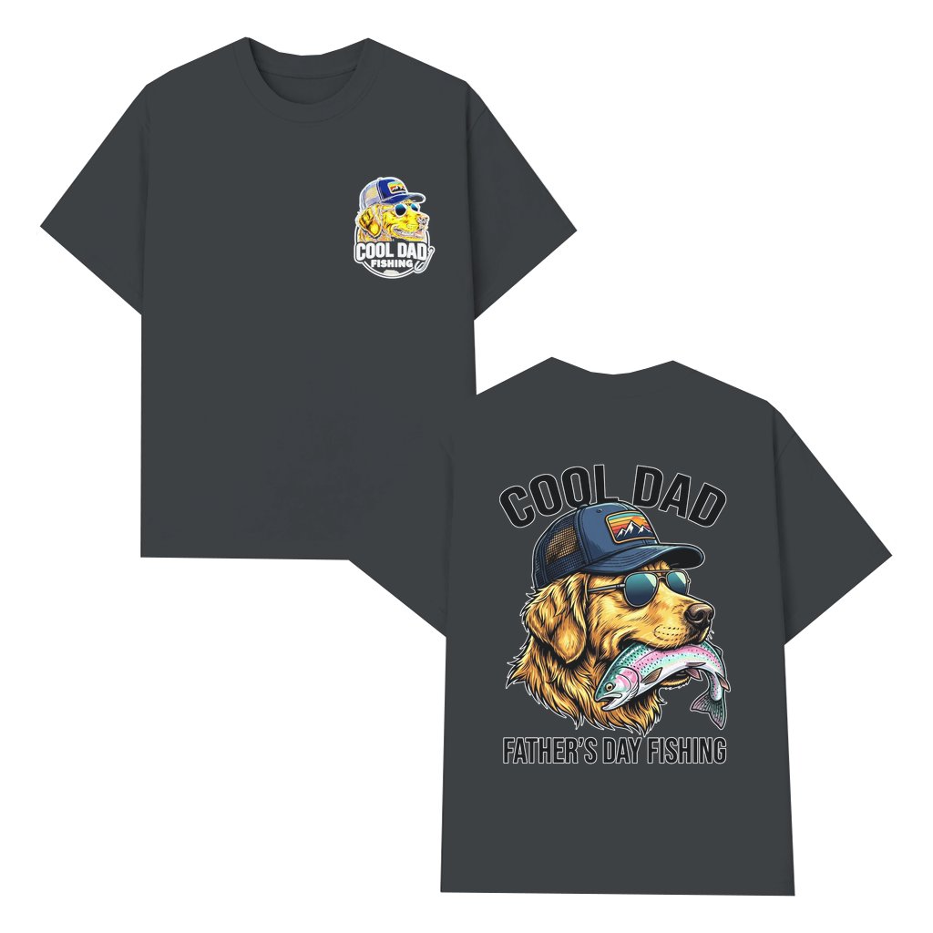 Funny Golden Retriever Fishing T-shirt – Father's Day Gift for Dad - front view