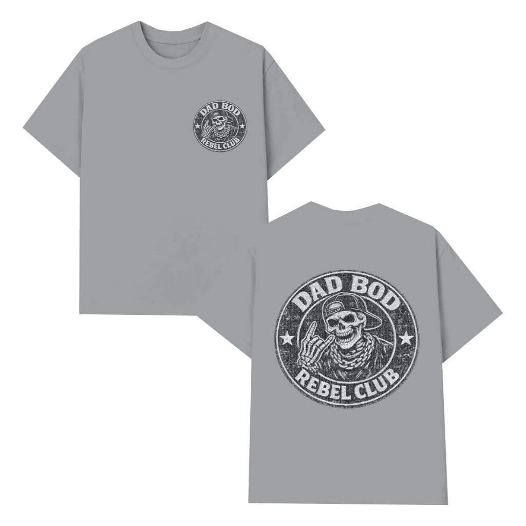 Dad Bod Rebel Club T-shirt – Father's Day Gift for Dad Funny Skeleton Rock - front view