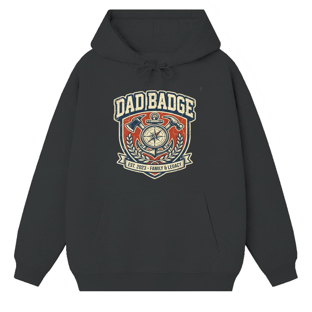 Retro 90s Bluecollar Dad Badge est 2023 Hoodie – Father's Day Gift for Dad Grandpa - front view
