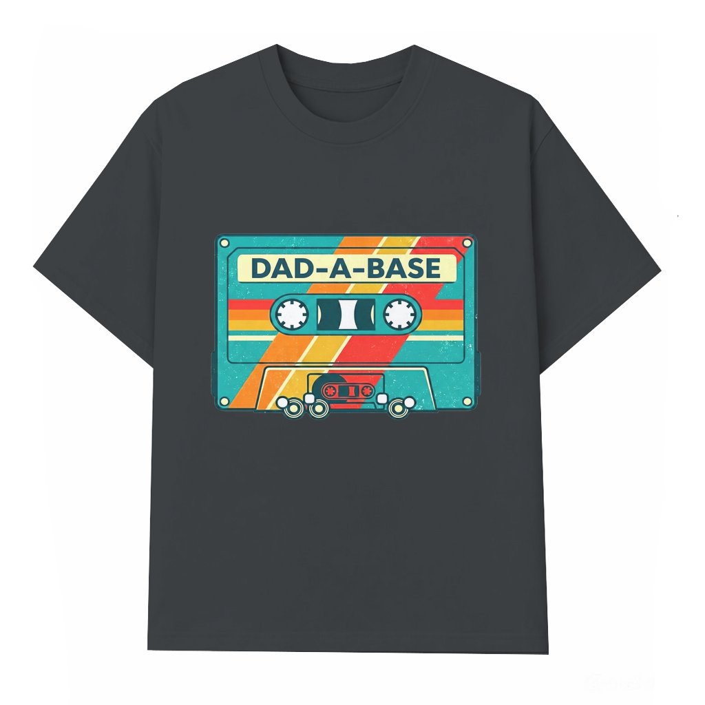 Dad-A-Base Retro Cassette T-shirt – Father's Day Gift for Dad Funny 80s Vintage Music - front view