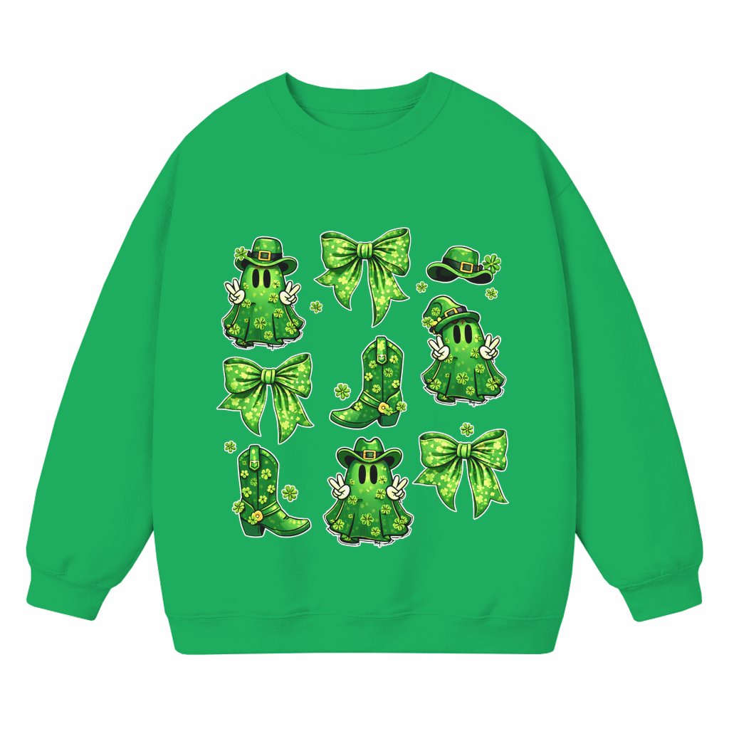 Irish Boo Cowboy Ghost Sweatshirt – St. Patrick's Day Gift for Boo Lovers - front view