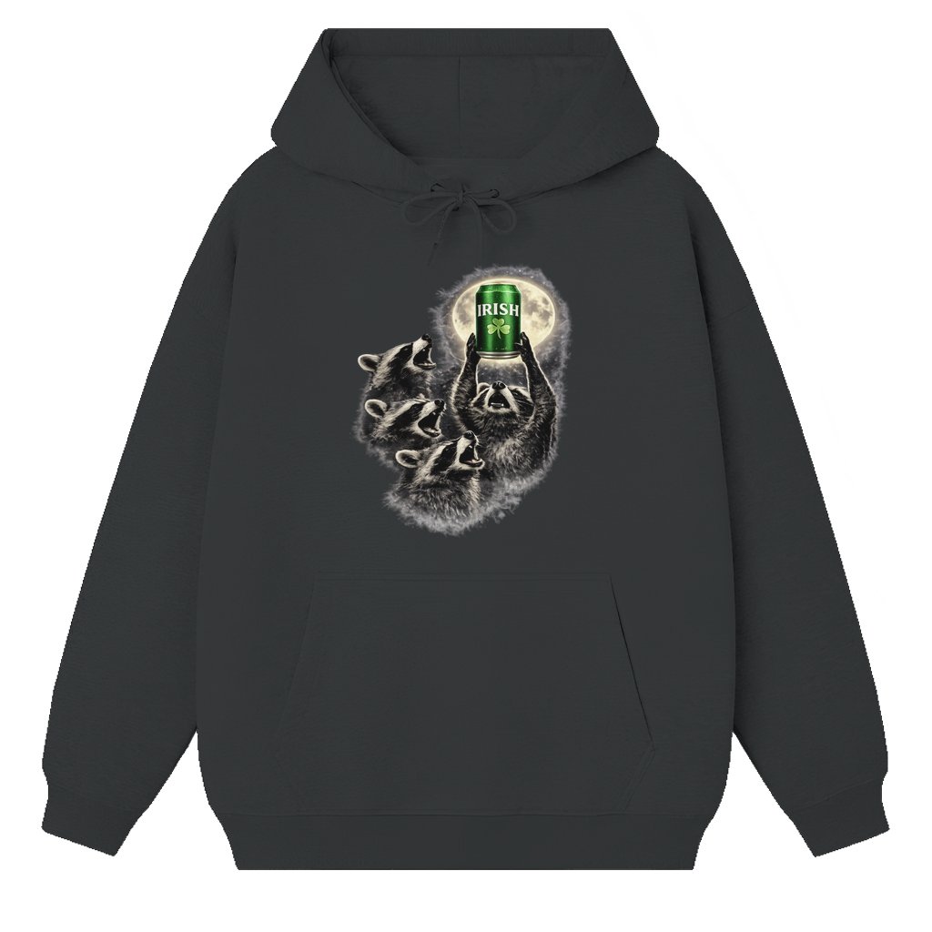Funny Raccoon Irish Beer Hoodie – St. Patrick's Day Gift for Raccoon Lover Funny Meme Graphic - front view