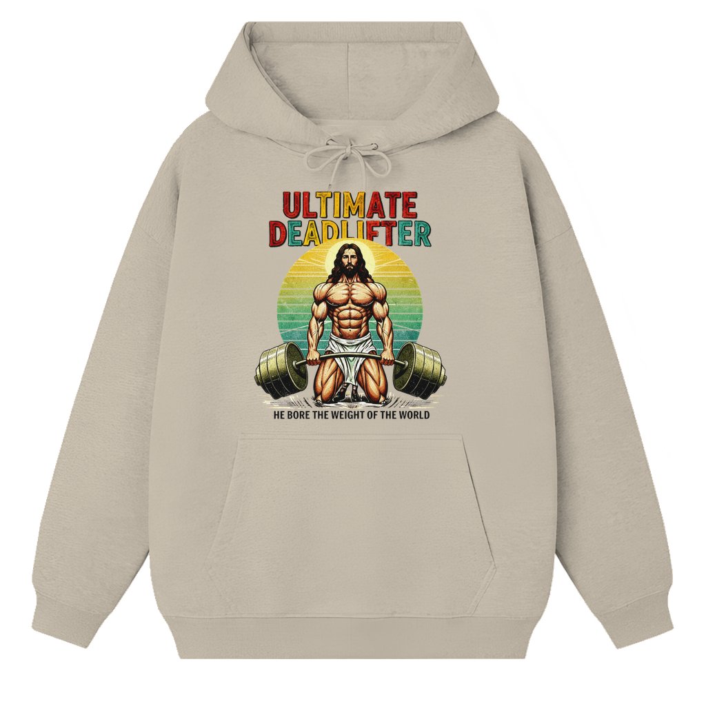 Ultimate Deadlifter Christian Hoodie – Gift for Gym Lovers Retro Gym Graphic - front view