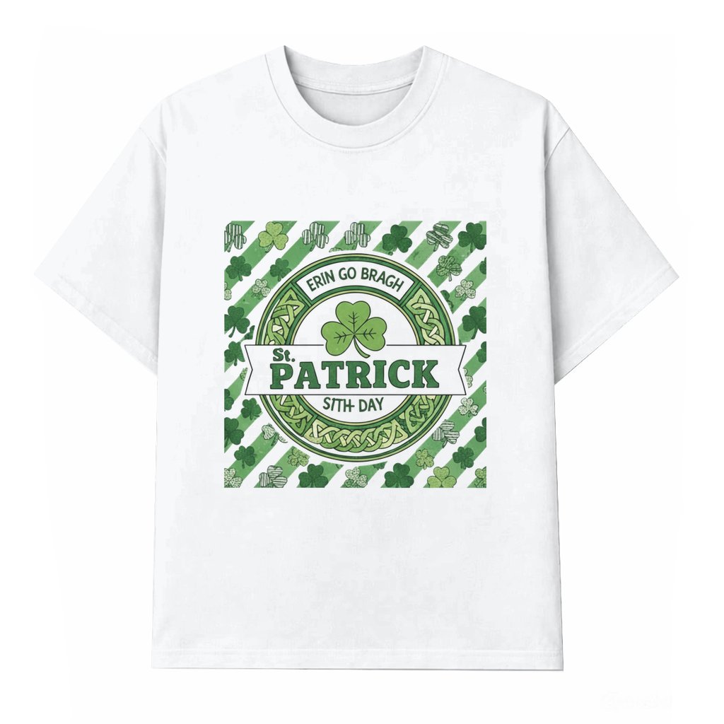 Clover Pattern T-shirt – St. Patrick's Day Funny Gift for Him, Her - front view