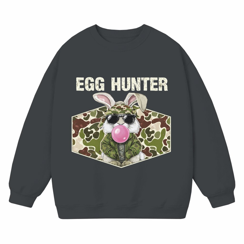 Funny Egg Hunter Bunny Sweatshirt – Easter Gift for Rabbit Lovers Camo - front view