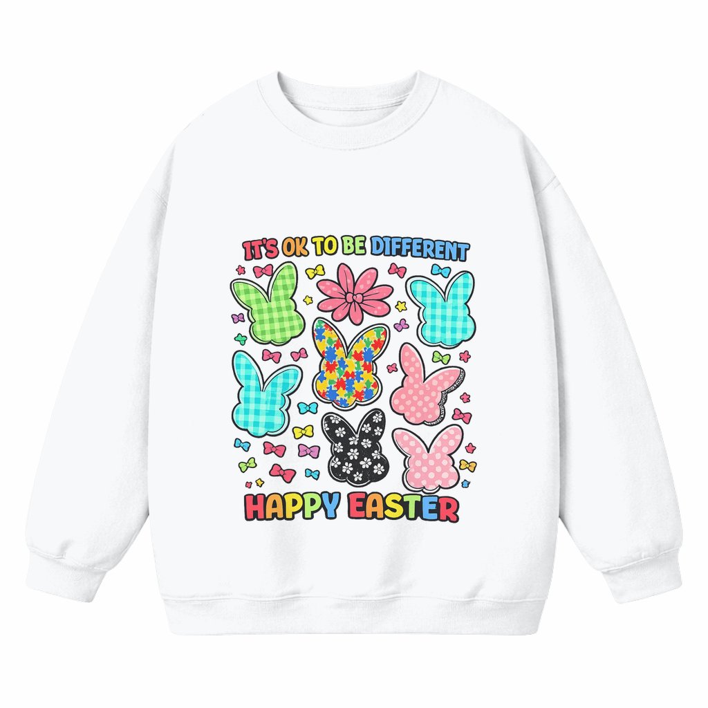 It's Ok To Be Different Easter Bunny Sweatshirt – Easter Autism Awareness Gift - front view