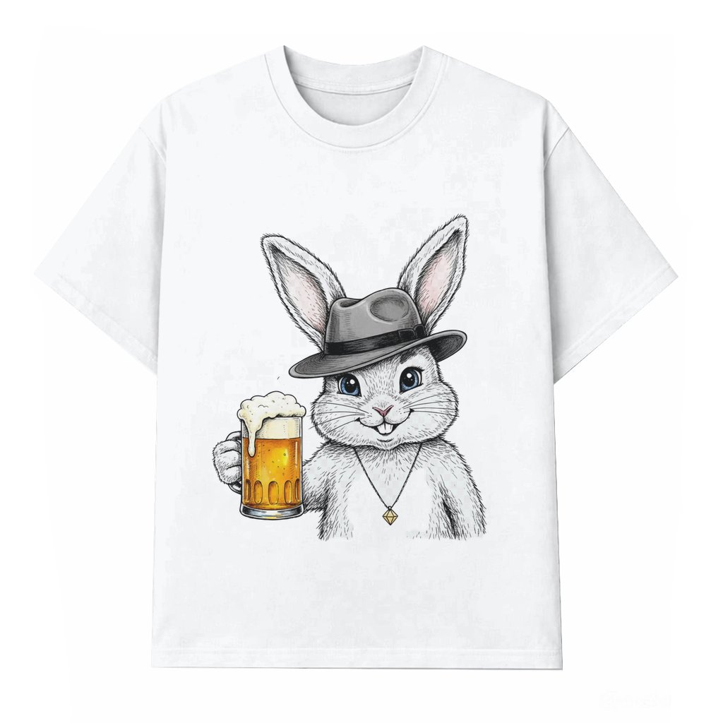 Funny Easter Bunny Drinking Beer T-shirt – Easter Gift for Beer Lovers, Him Her - front view