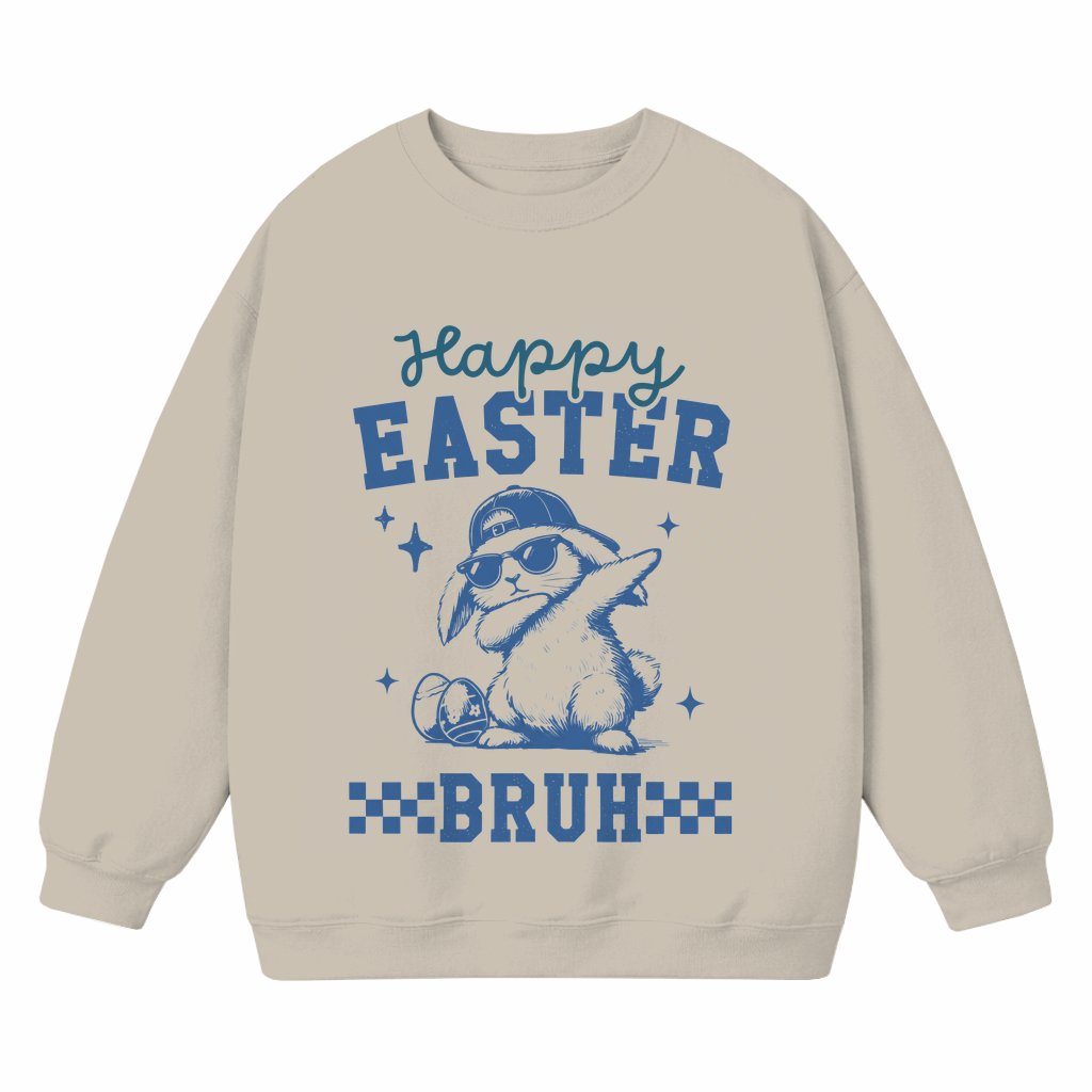 Happy Easter Bruh Sweatshirt – Easter Gift for Couple Funny Dabbing Bunny - front view