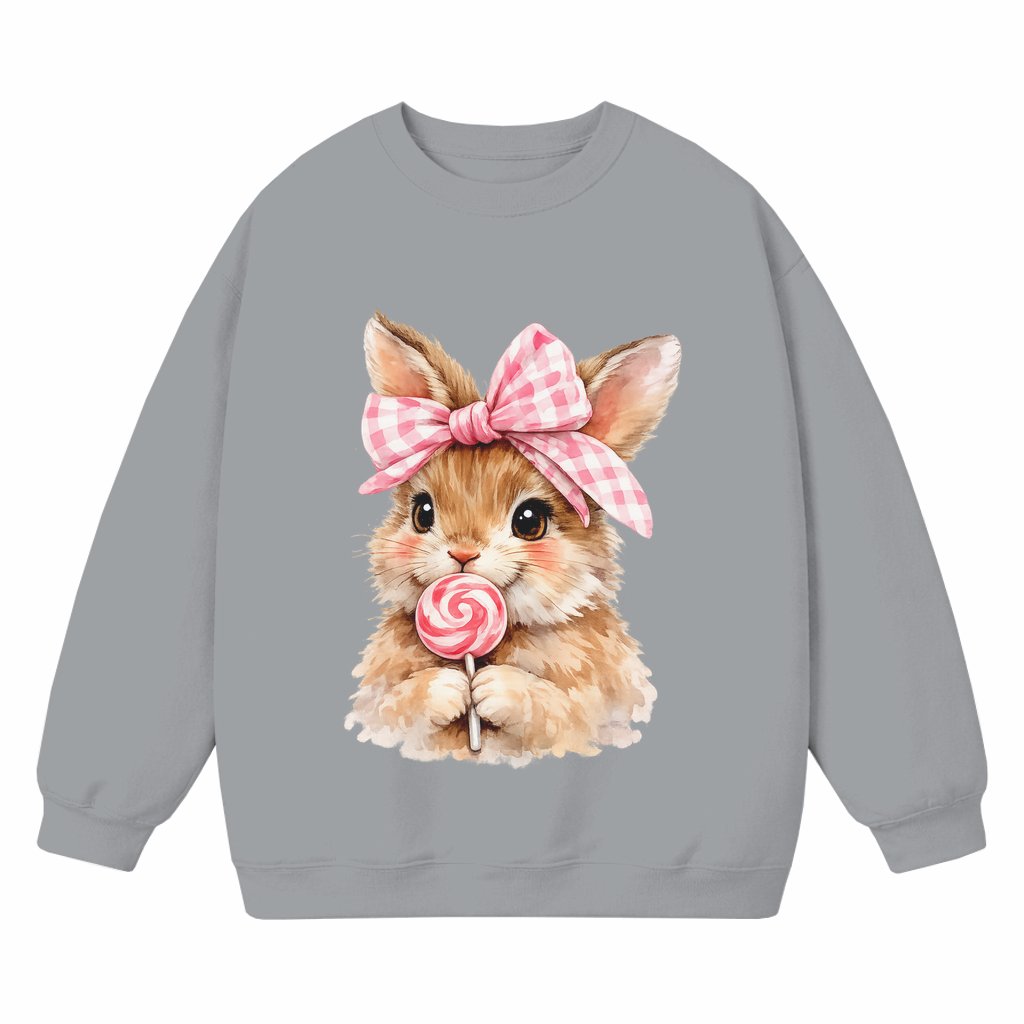 Coquette Bow Bunny Sweatshirt – Easter Gift for Bunny Rabbit Lovers - front view