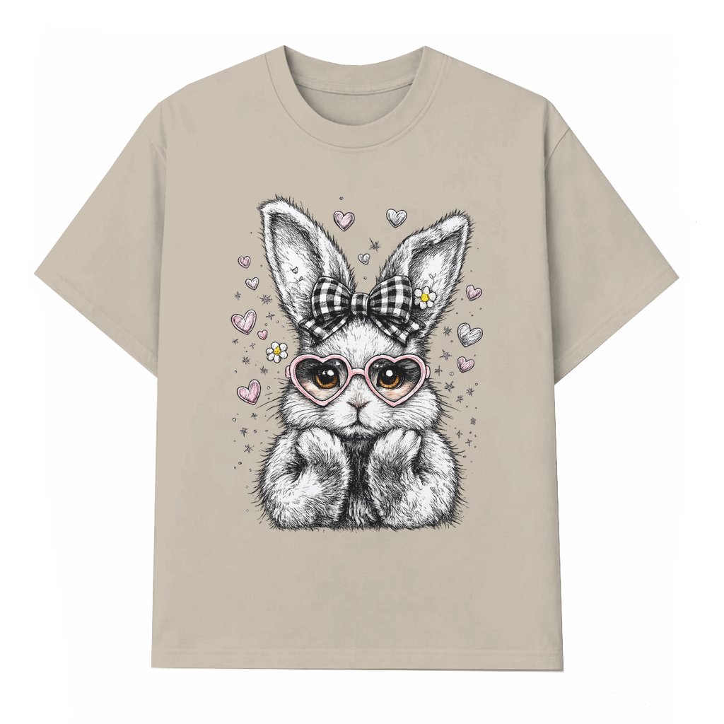 Retro Coquette Easter Bunny T-shirt – Easter Gift for Rabbit Lovers - front view