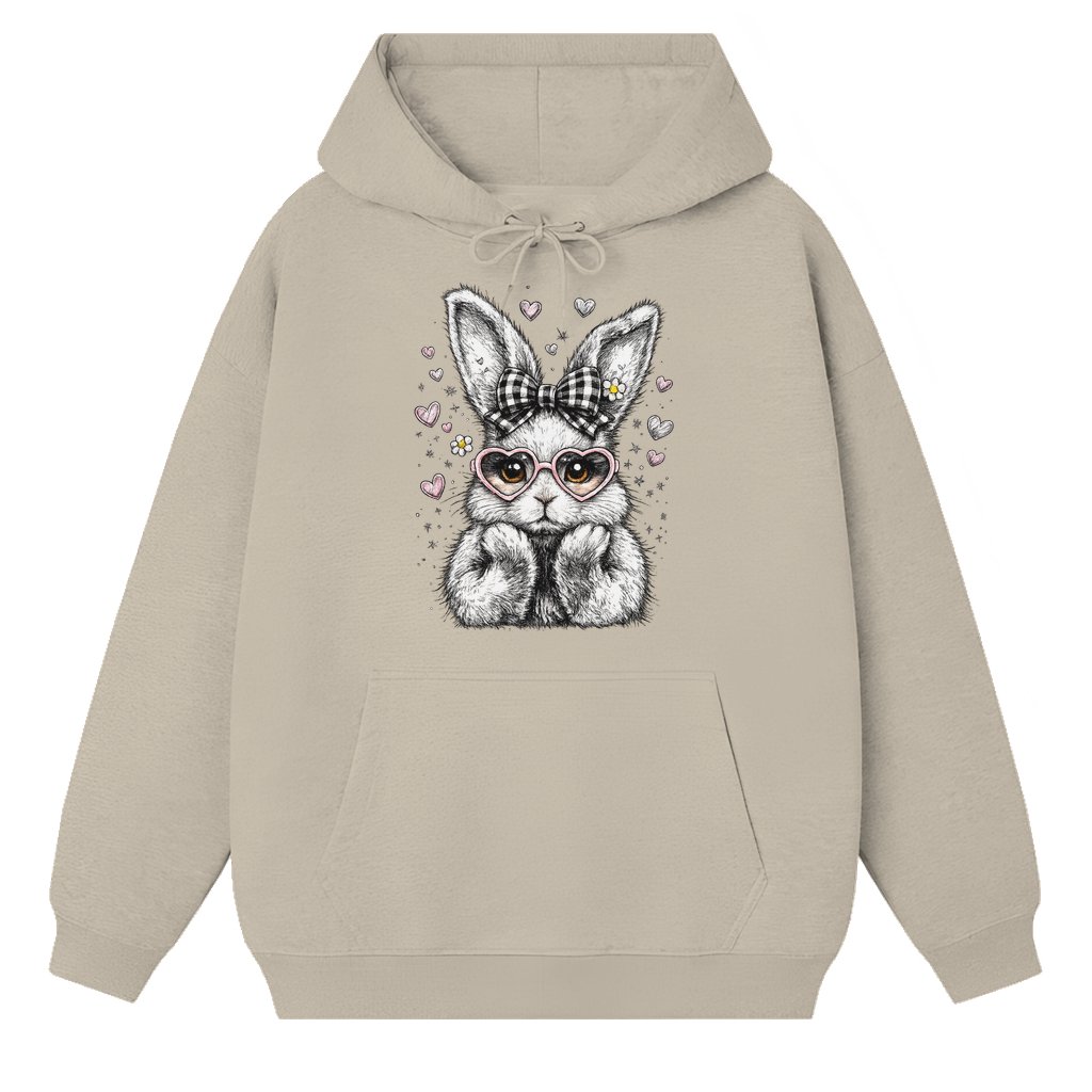 Retro Cute Coquette Easter Bunny Hoodie – Easter Gift for Rabbit Lovers - front view