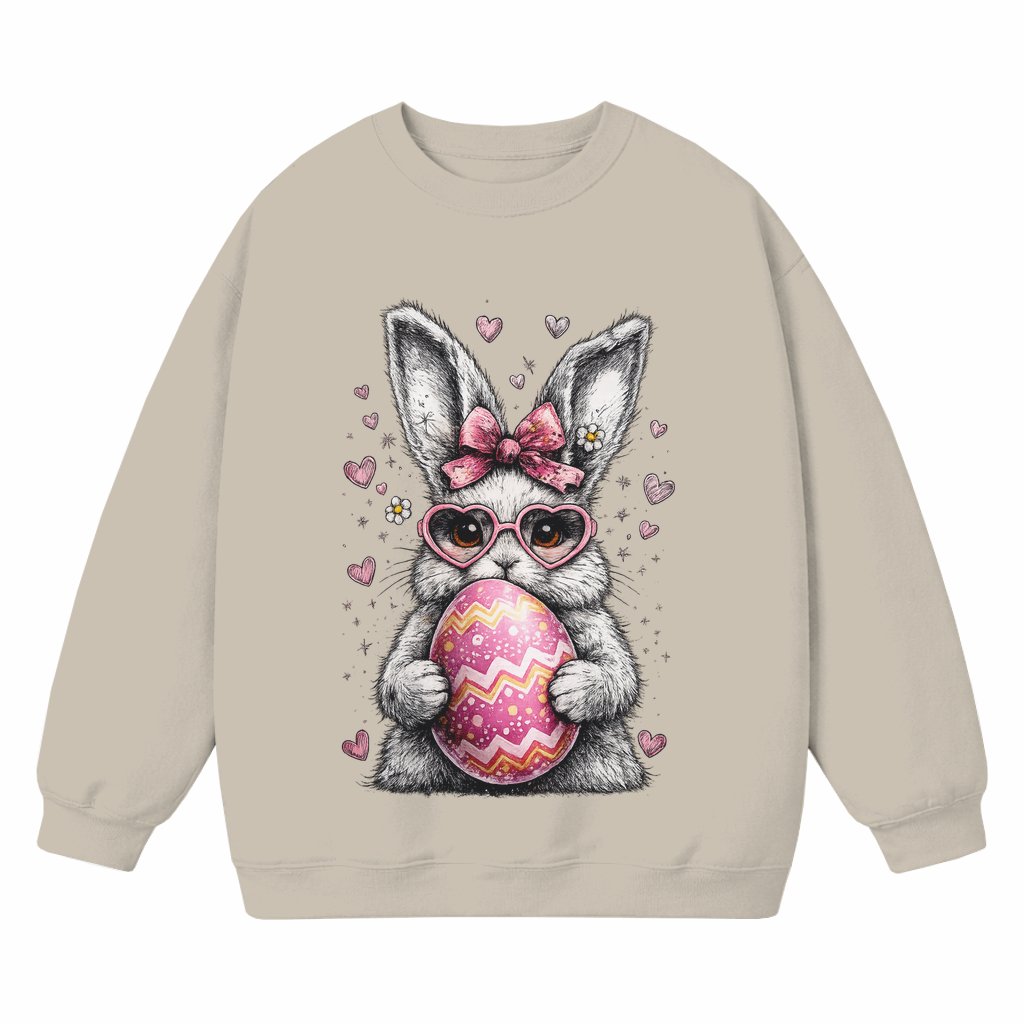 Cute Easter Bunny Sweatshirt – Easter Gift for Girlfriends Retro Coquette Spring - front view