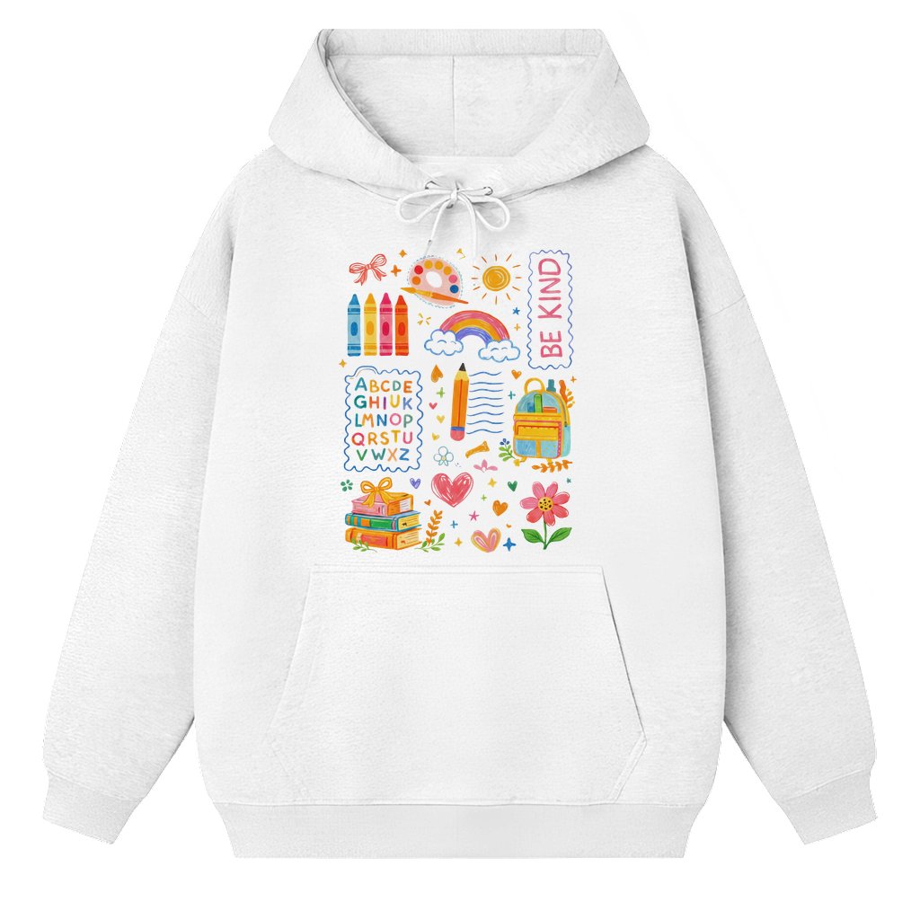 Doodle Art Hoodie 100 Days of School – Gift for Teacher & Student Colorful - front view