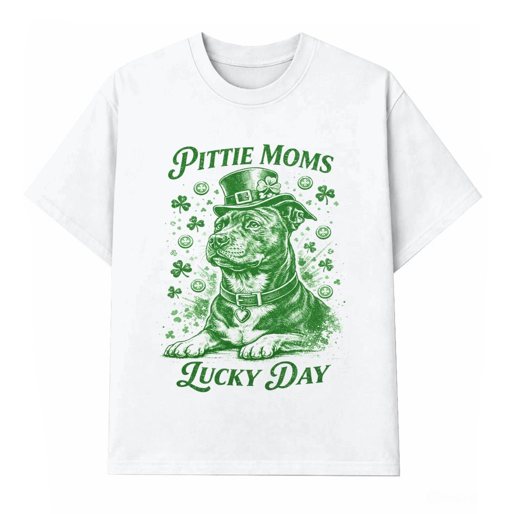 Pittie Dog Mom T-shirt – St Patrick's Day Gift for Dog Mom Funny Irish - front view