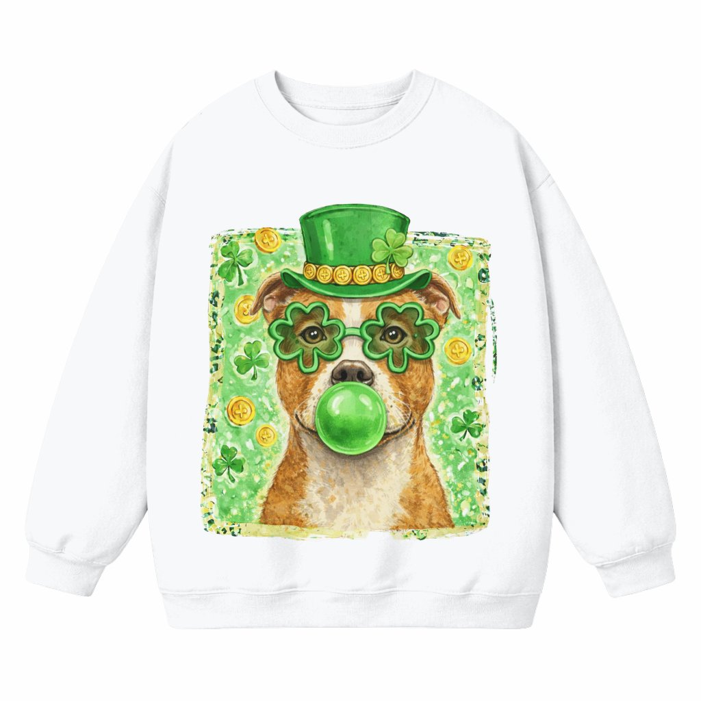 Shamrock Glasses Pitbull Sweatshirt – Funny St Patrick's Day Gift for Pitbull Lovers - front view