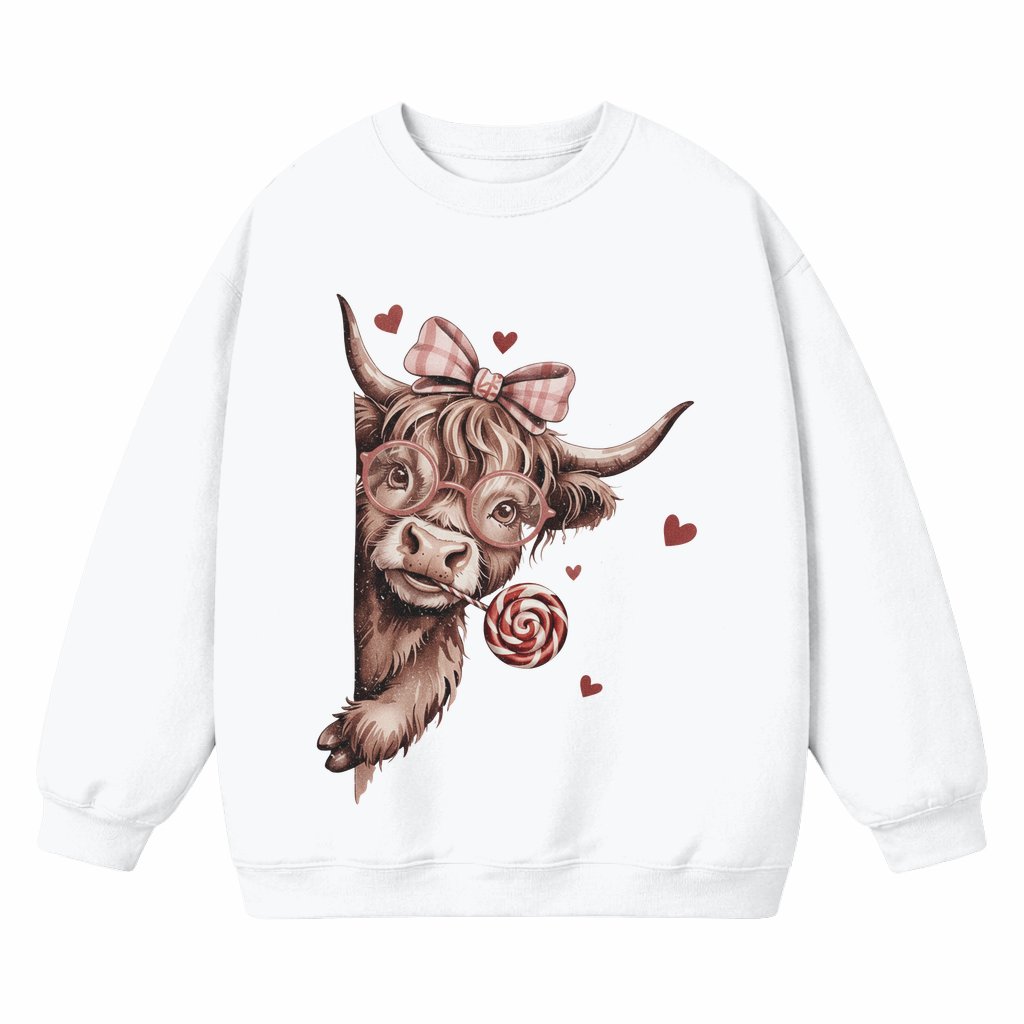 Cute Baby Highland Cow Sweatshirt – Valentine's Day Gift for Western Cow Lovers Funny - front view