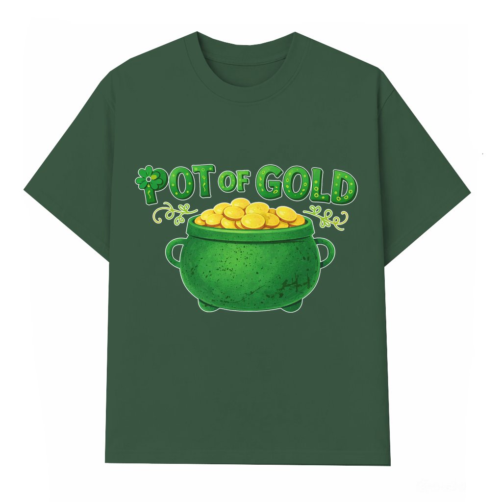 Pot of Gold T-shirt St. Patrick's Day Gift for Men Women – Irish Leprechaun Retro - front view