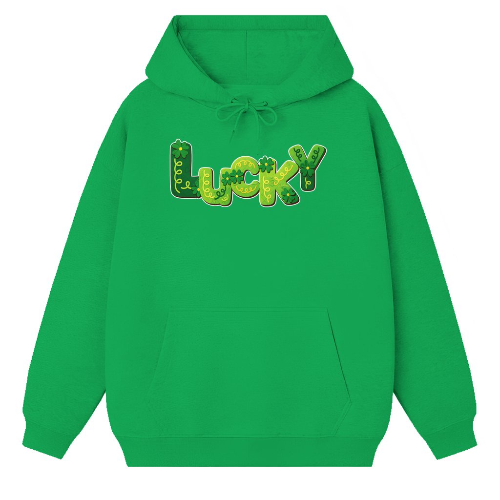 Lucky Shamrock Floral Hoodie – St.Patrick's Day Gift for Men Women Whimsical - front view