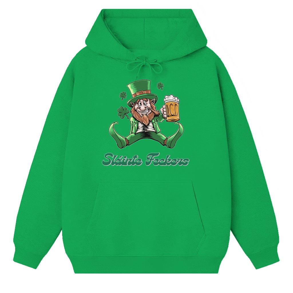 Sláinte Feckers Hoodie St. Patrick's Day – Funny Irish Leprechaun Beer Lover Gift for Men Women - front view