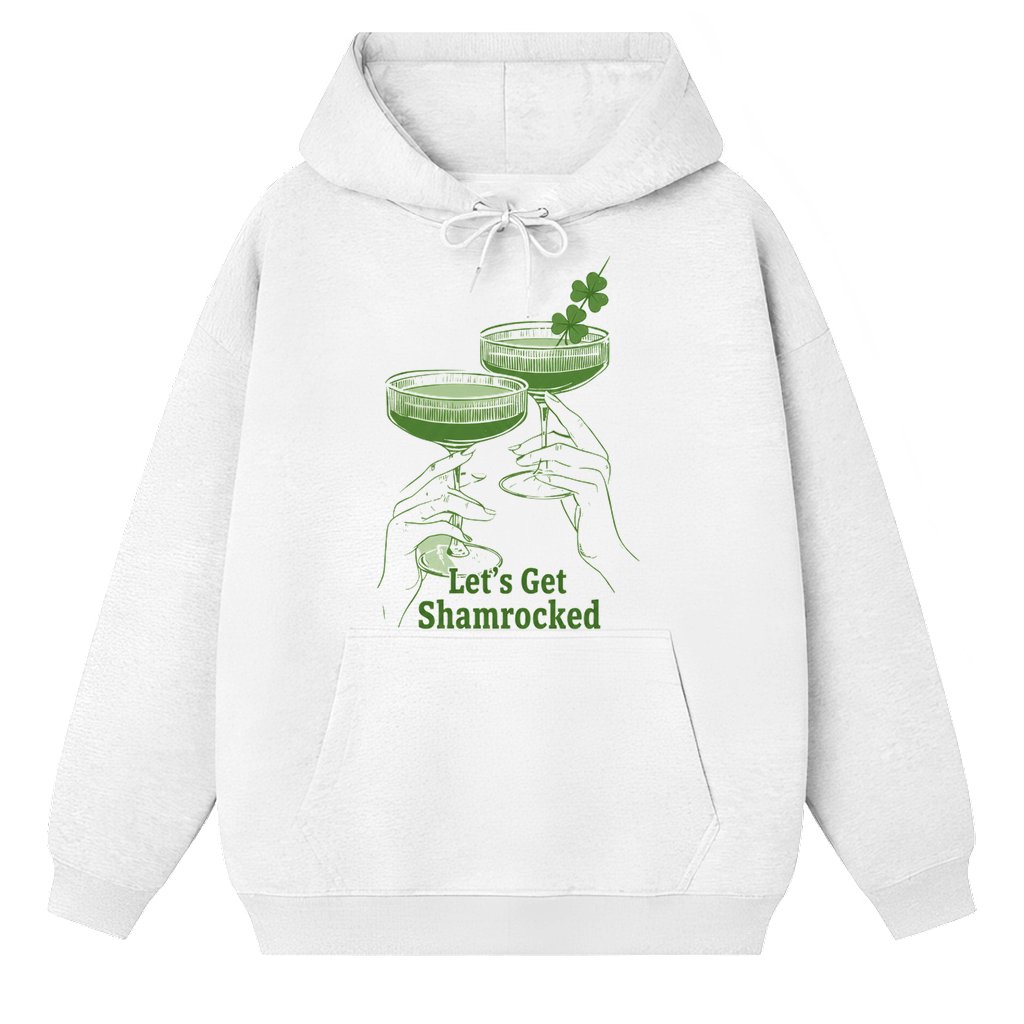 Let’s Get Shamrocked Hoodie – St. Patrick’s Day Gift for Cocktail Lovers Vintage 90s Irish Funny - front view